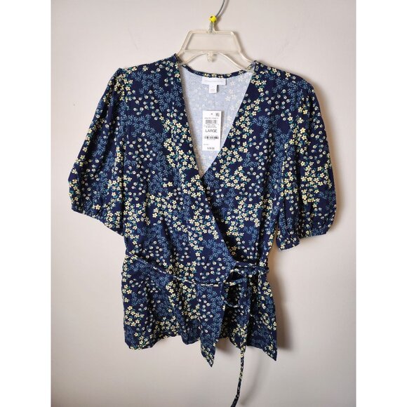 Charter Club Tops - Charter Club floral wrap blouse.